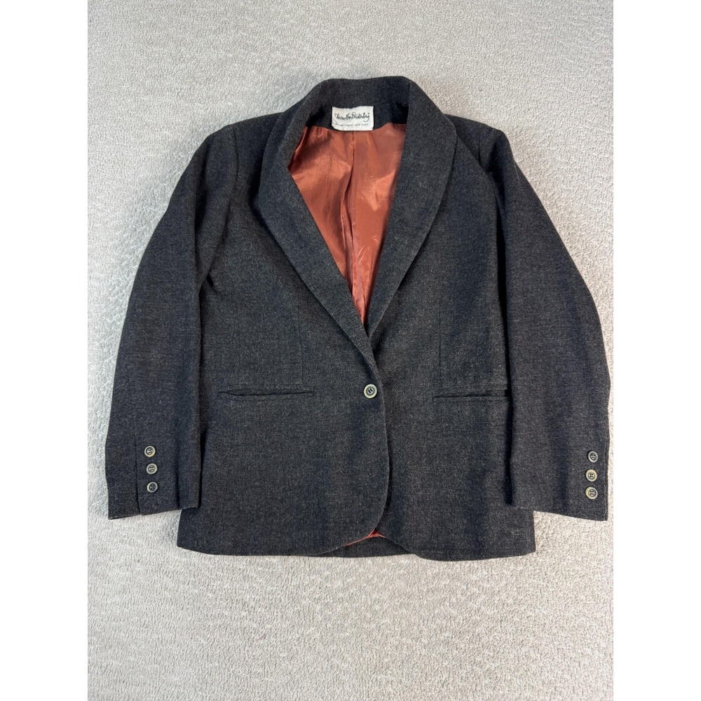 Vintage‎ Diane Von Furstenberg Blazer Womens Medium Gray Wool Blend Jacket 80s